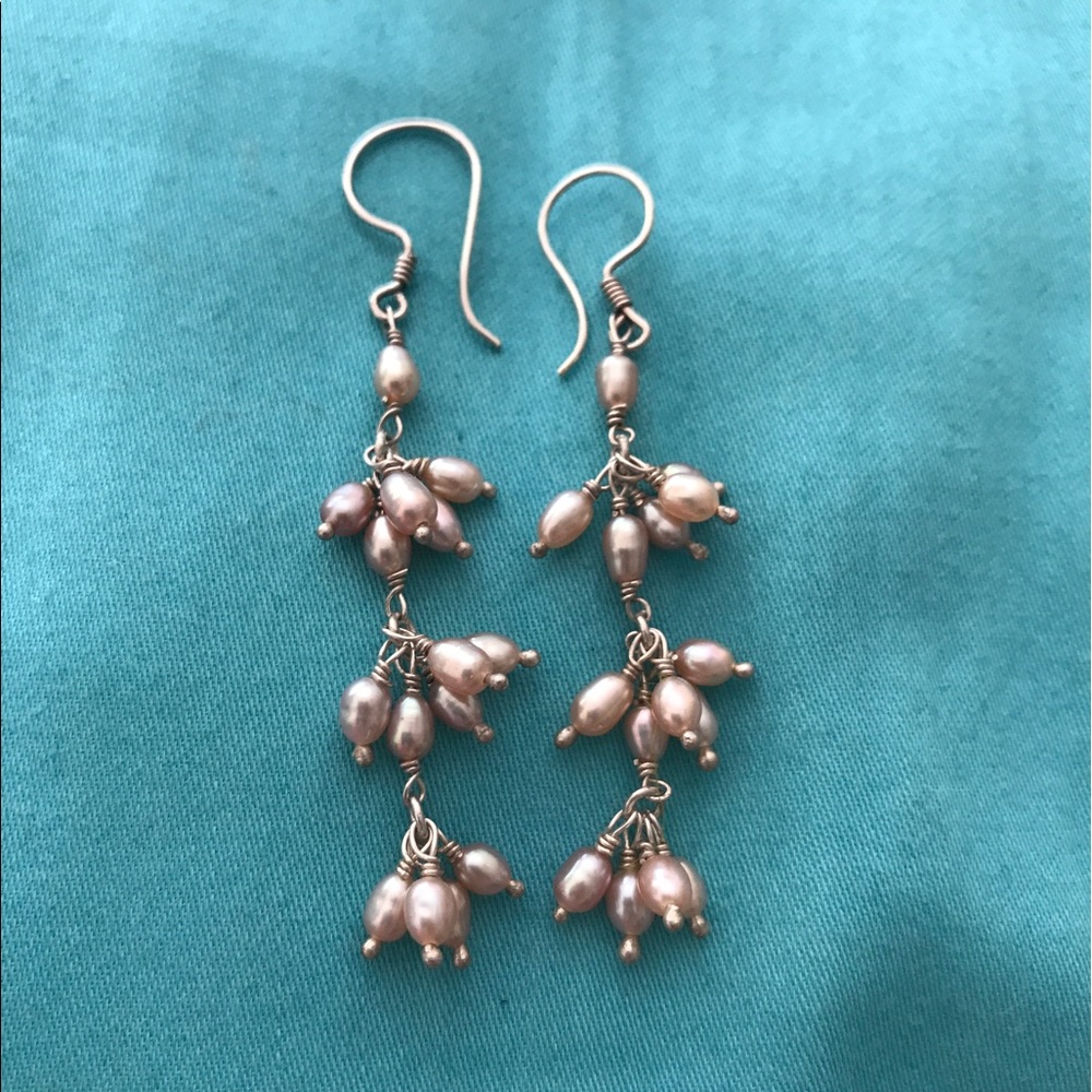 Sterling silver & pink fresh water pearl earrings