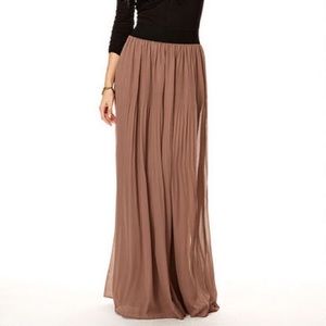 Taupe Pleated Maxi Skirt