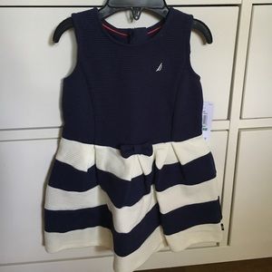 NWT Nautica navy and cream girls dress size 18m