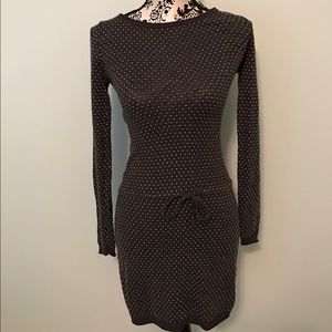 Dark grey sweater dress with tiny heart detailing