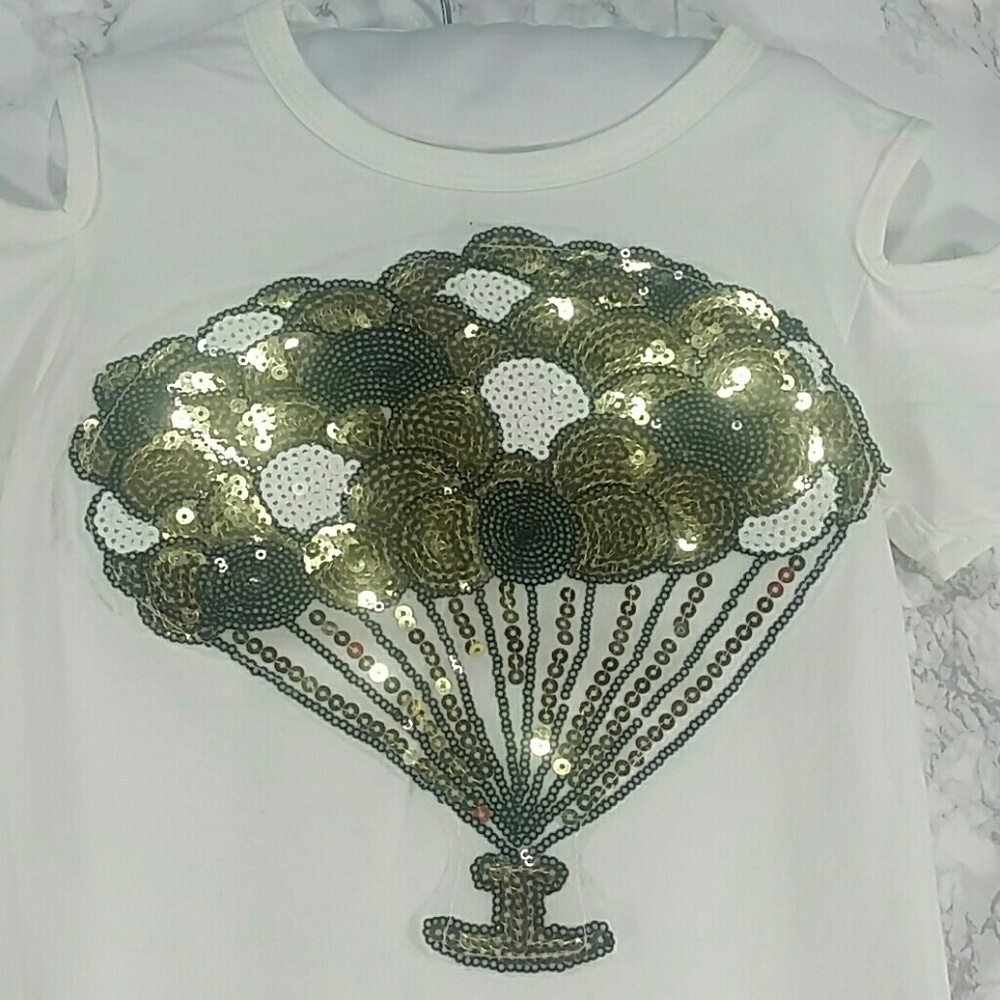 White Cold Shoulder Hot Air balloon Top. Kids - Picture 5 of 7
