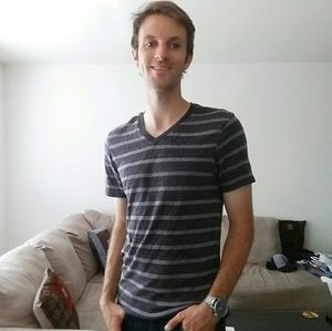 Dark Purple Striped V-Neck