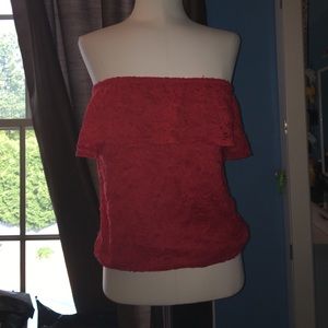 Red strapless top