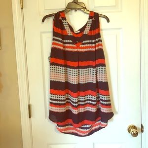 Navy, white & orange hi-lo tank