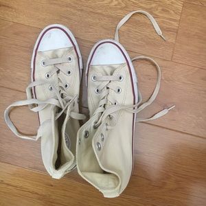 Tan high top converse