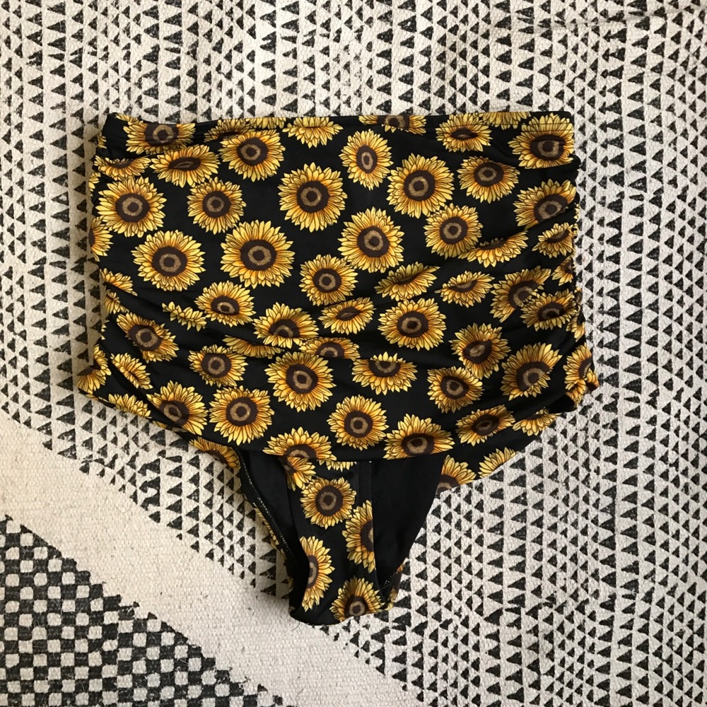 High Waisted (sunflower print) Swim Bottoms