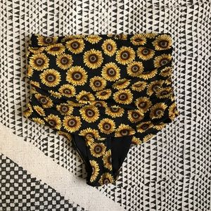 High Waisted (sunflower print) Swim Bottoms