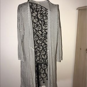 Black and white striped cardigan