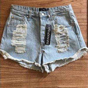 MINKPINK 'Breakthrough' High Waisted Jean Shorts