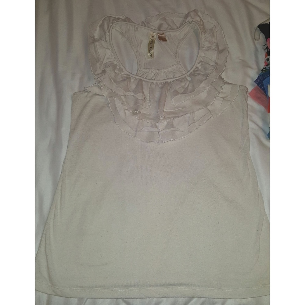 Cream tank top with ruffles