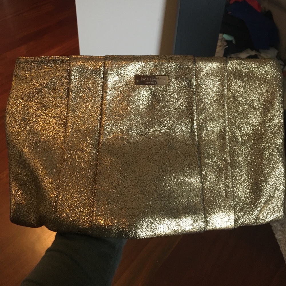 Kate Spade Gold Glitter Clutch
