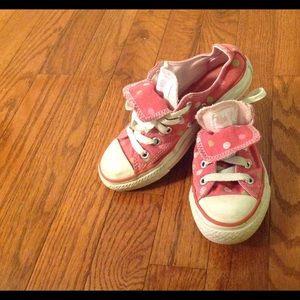 Pink Polka Dot Double tongue Converse kids size 12