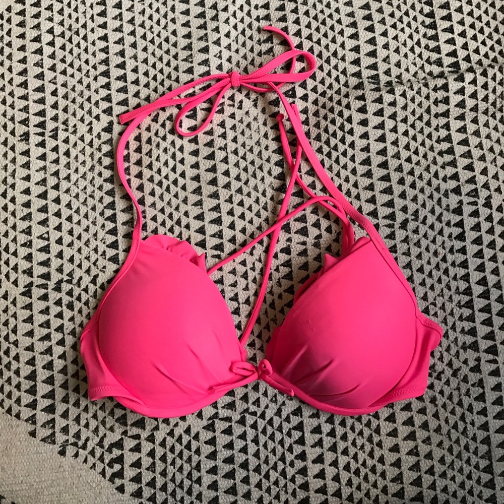 Hot Pink Halter Swim Top