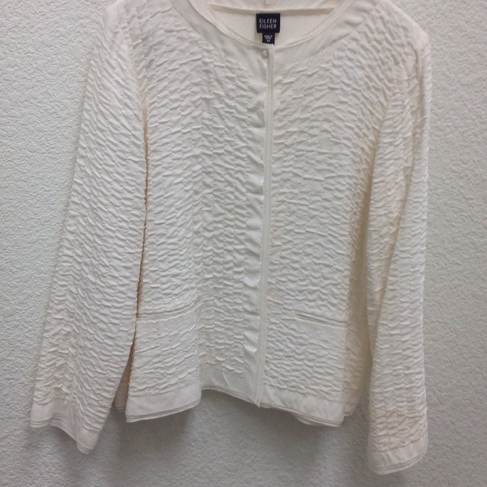 Eileen Fisher cream silk jacket
