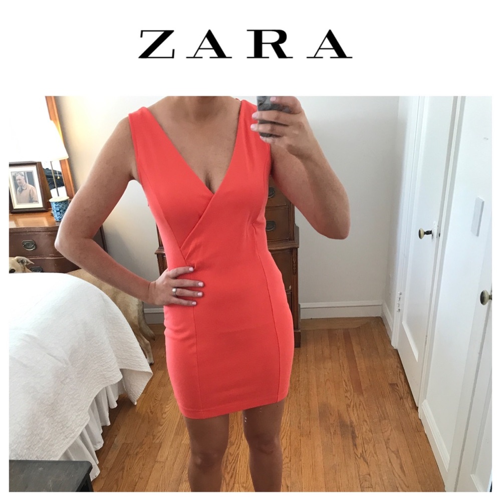 V neck coral dress