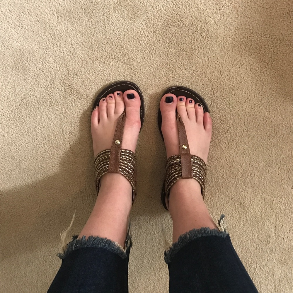 Steve Madden brown sandals with gold detail