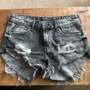 Black faded denim Jean shorts