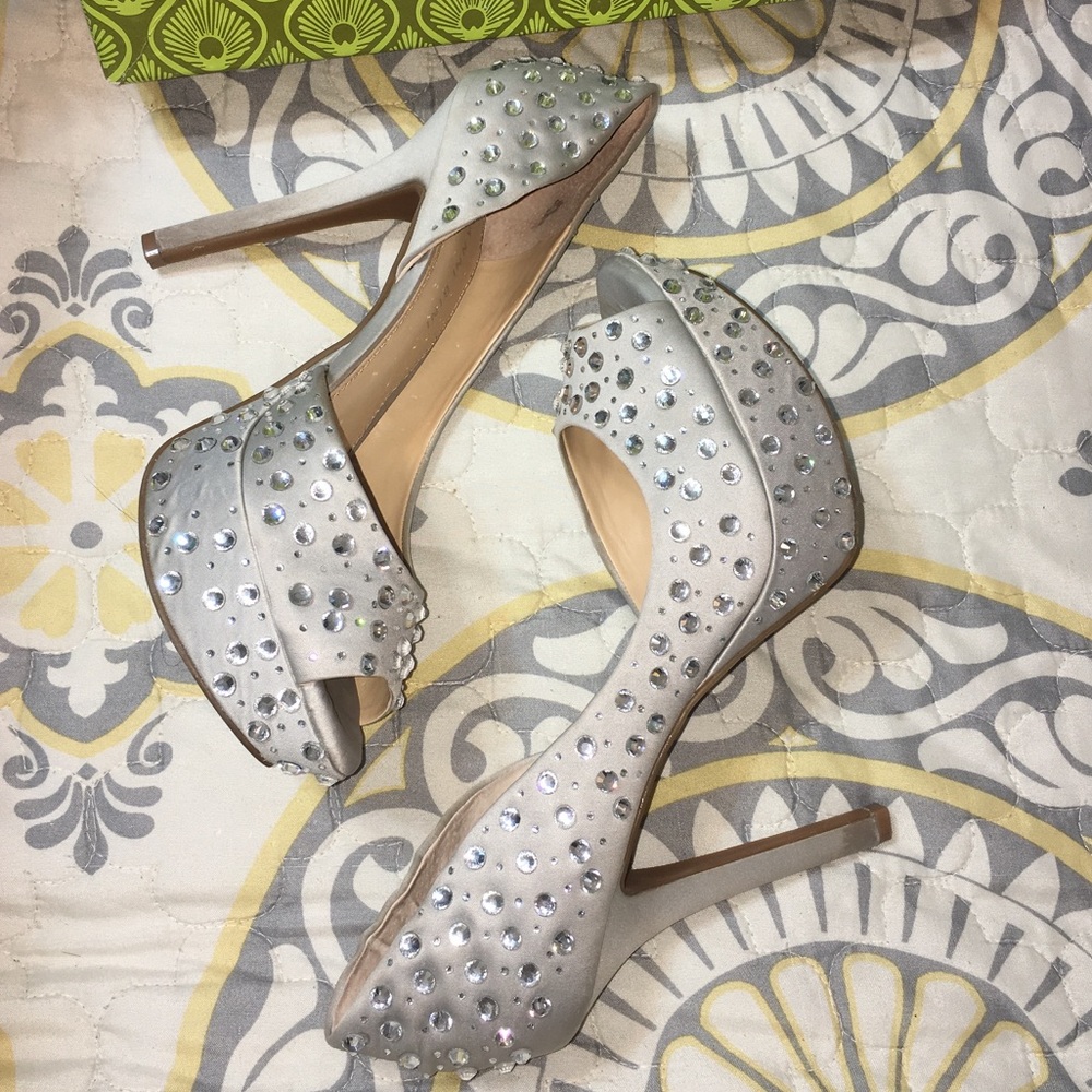 Gianni Binni silver bling pumps heels stilletos
