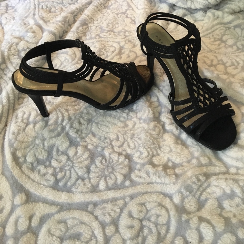 Black strap heels