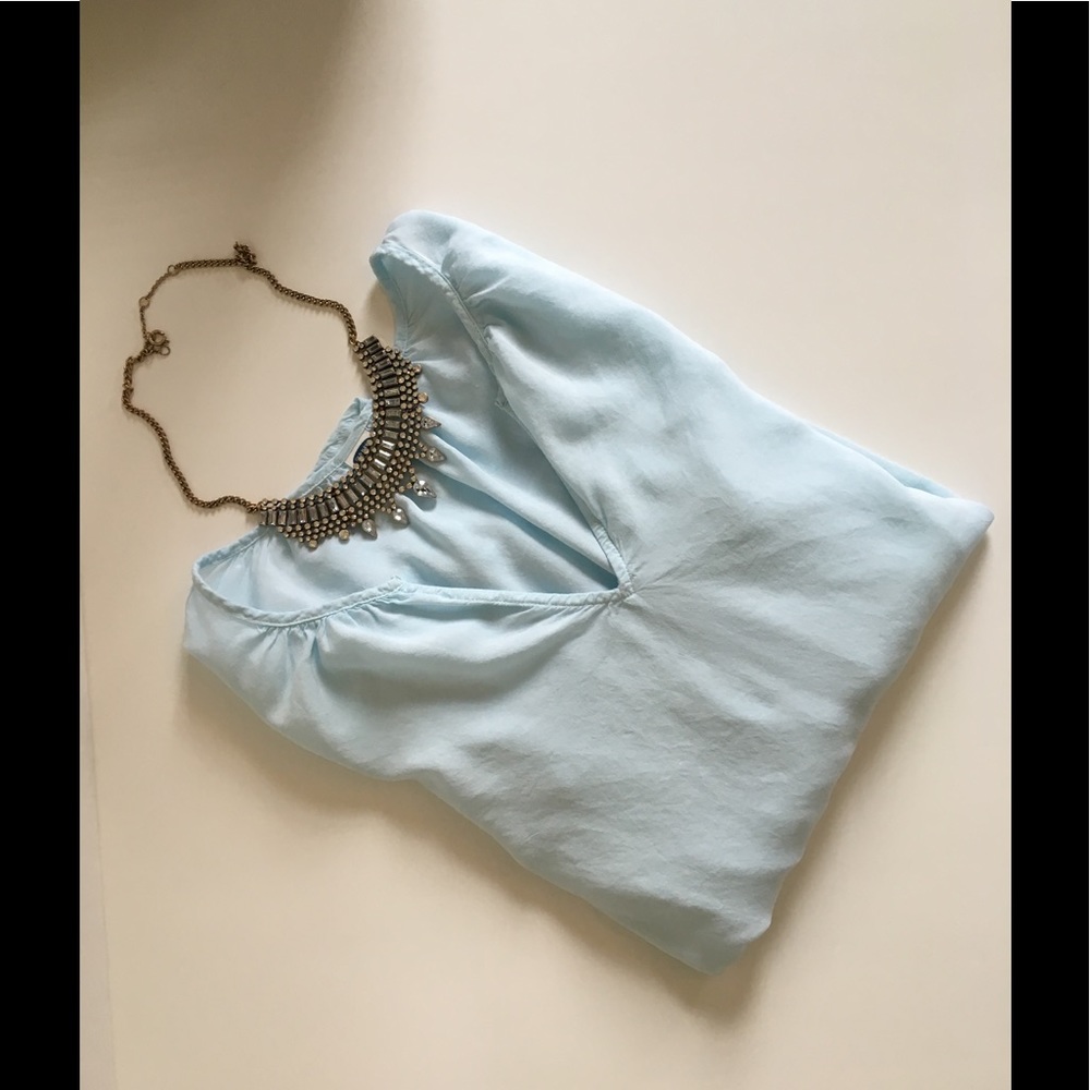 Baby blue flowy soft lightweight shirt