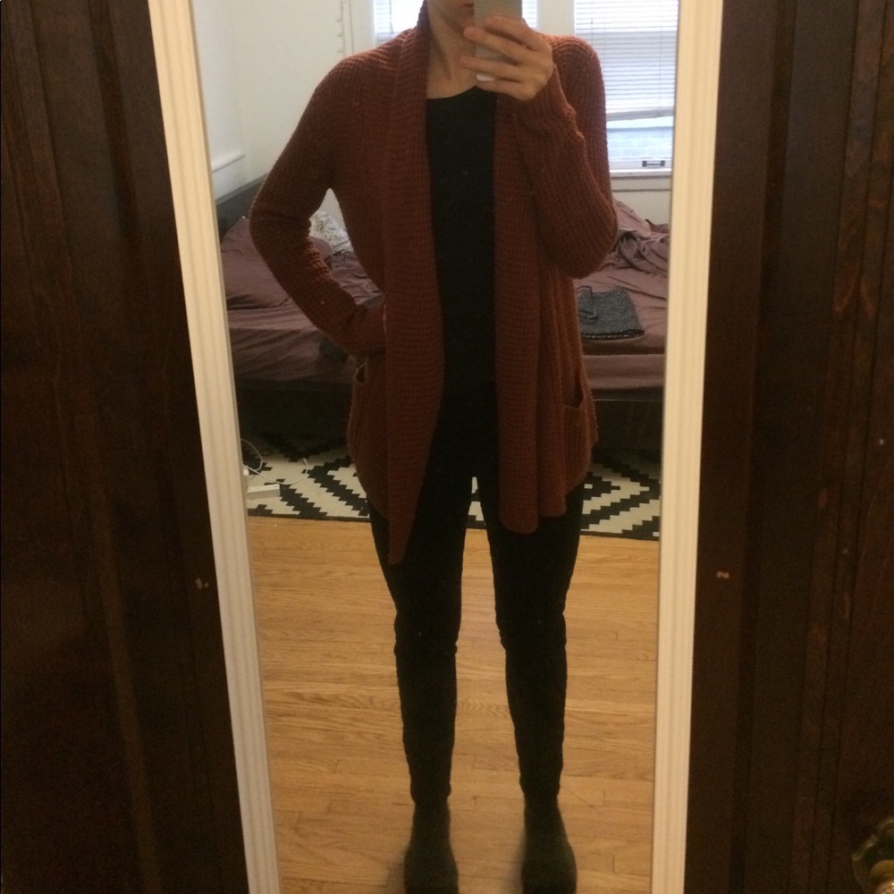 Cozy burnt orange cardigan sweater