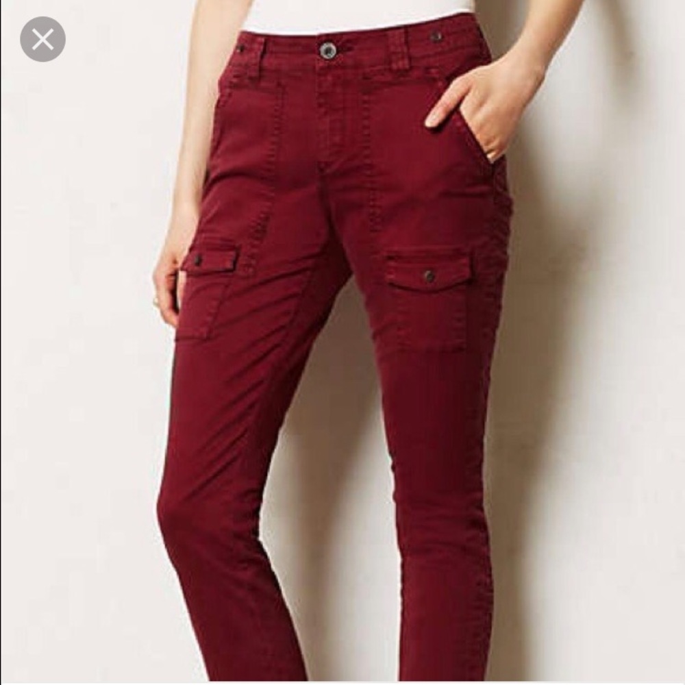 Anthropologie maroon cargo pants