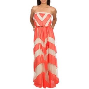 Strapless Chevron Stripe Maxi Dress Size XS