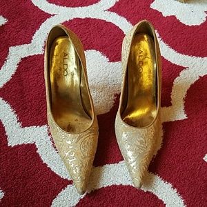 Aldo - gold animal fur stilettos size 8