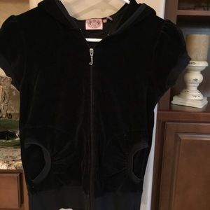 Juicy black cap sleeve sweatsuit wide leg