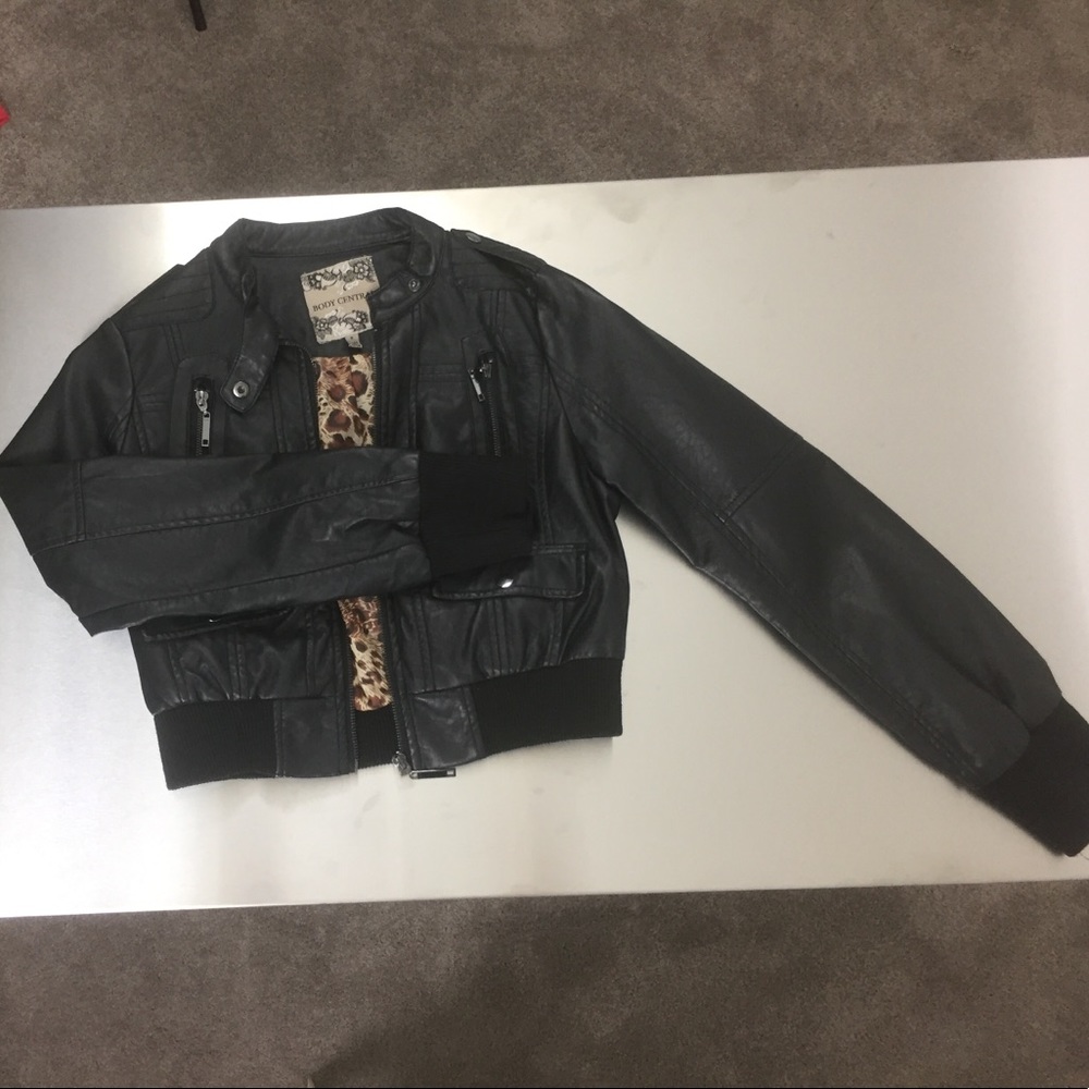 Black leather like jacket