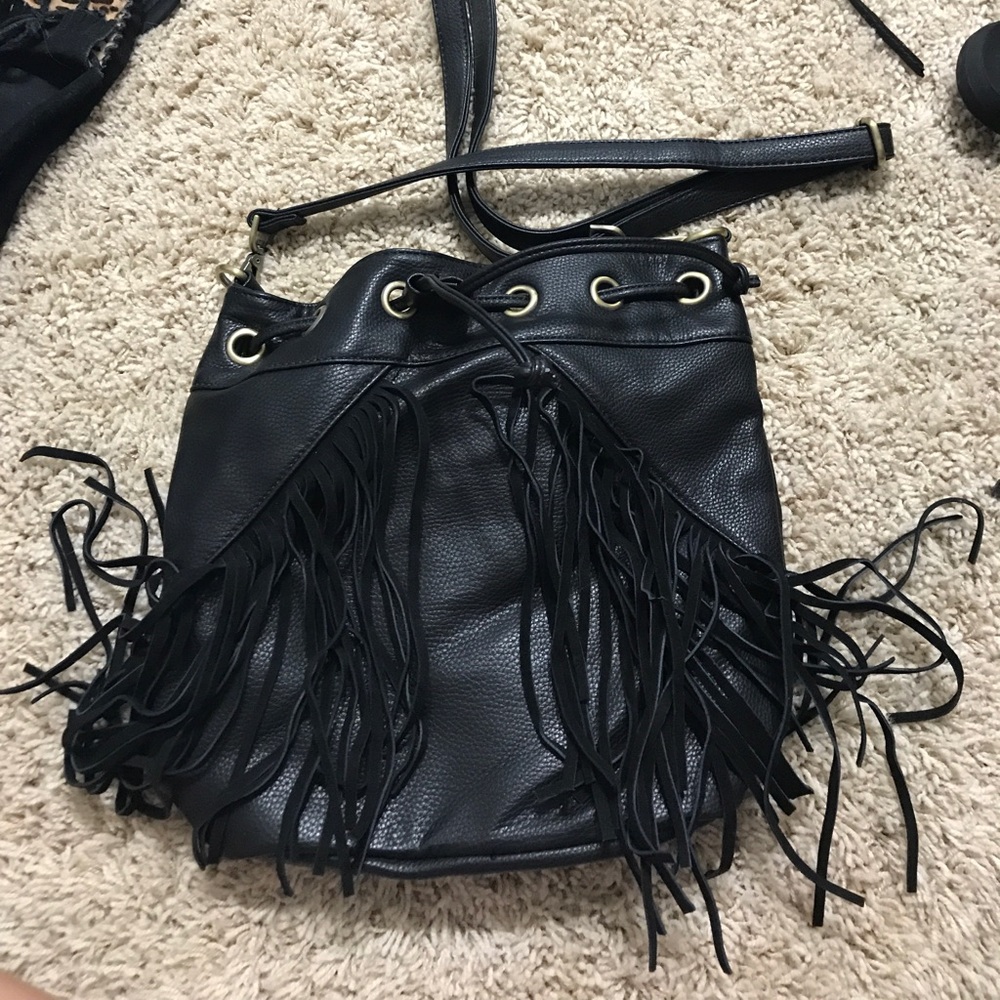 street level fringe bucket bag brand new