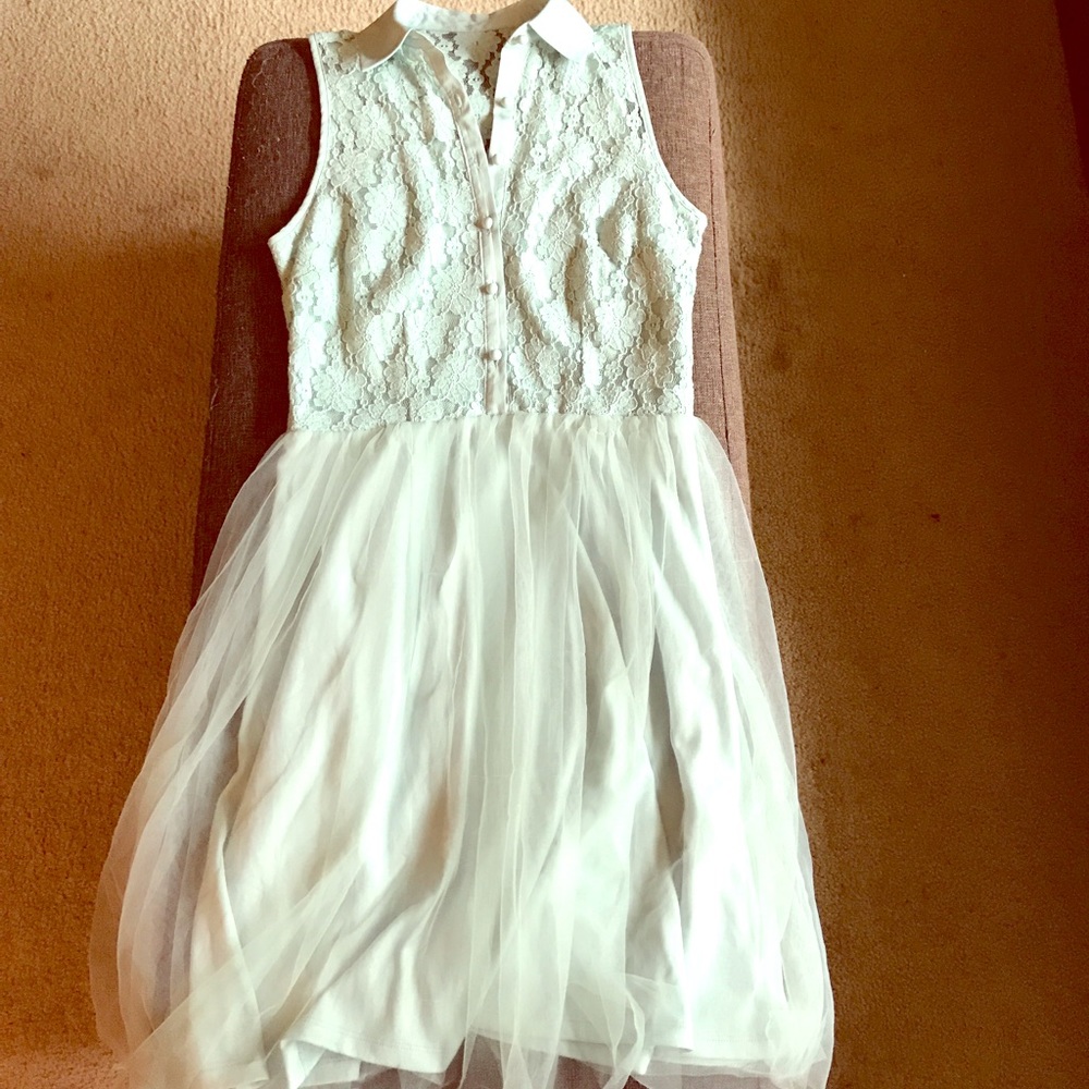LC Lauren Conrad light blue floral and tulle dress