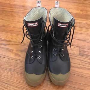 Hunter Rubber Lace Up Rain Boots (Brown)