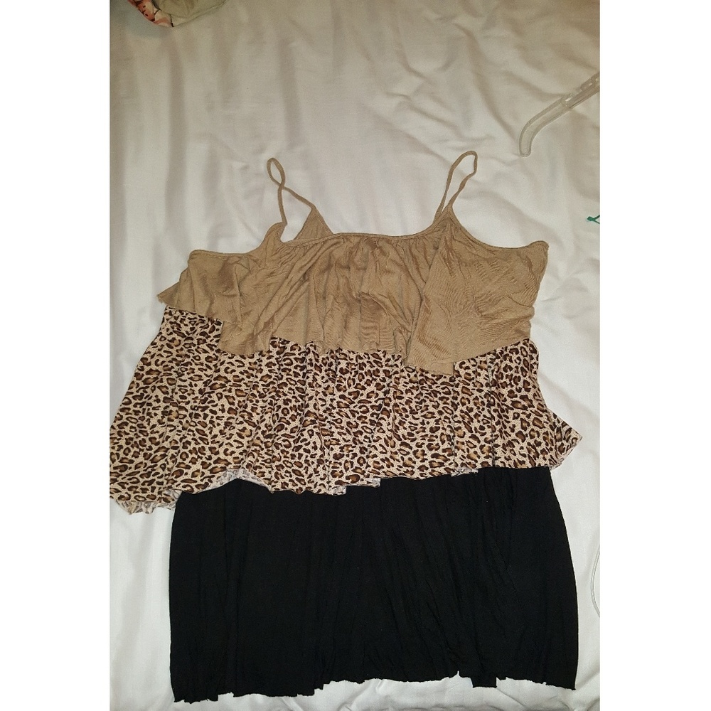Black, tan, leopard Relativity mutlilayered tank