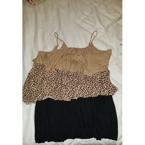 Black, tan, leopard Relativity mutlilayered tank