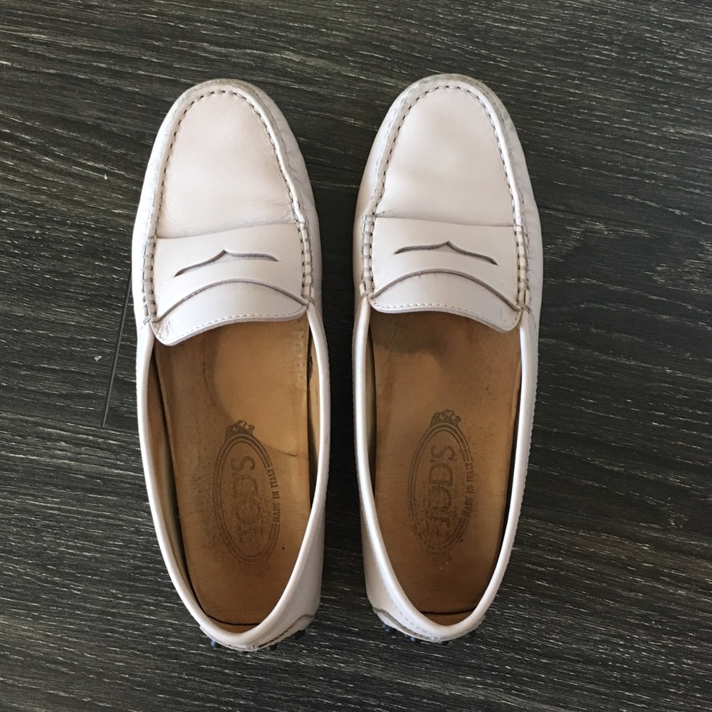 Tod's baby pink loafers