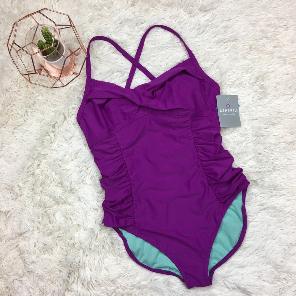 NWT Athleta Twister Swimsuit Purple Teal