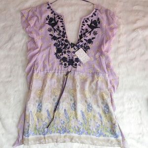 Free People Purple Embroidered Tunic Free People Purple Embroidered Tunic