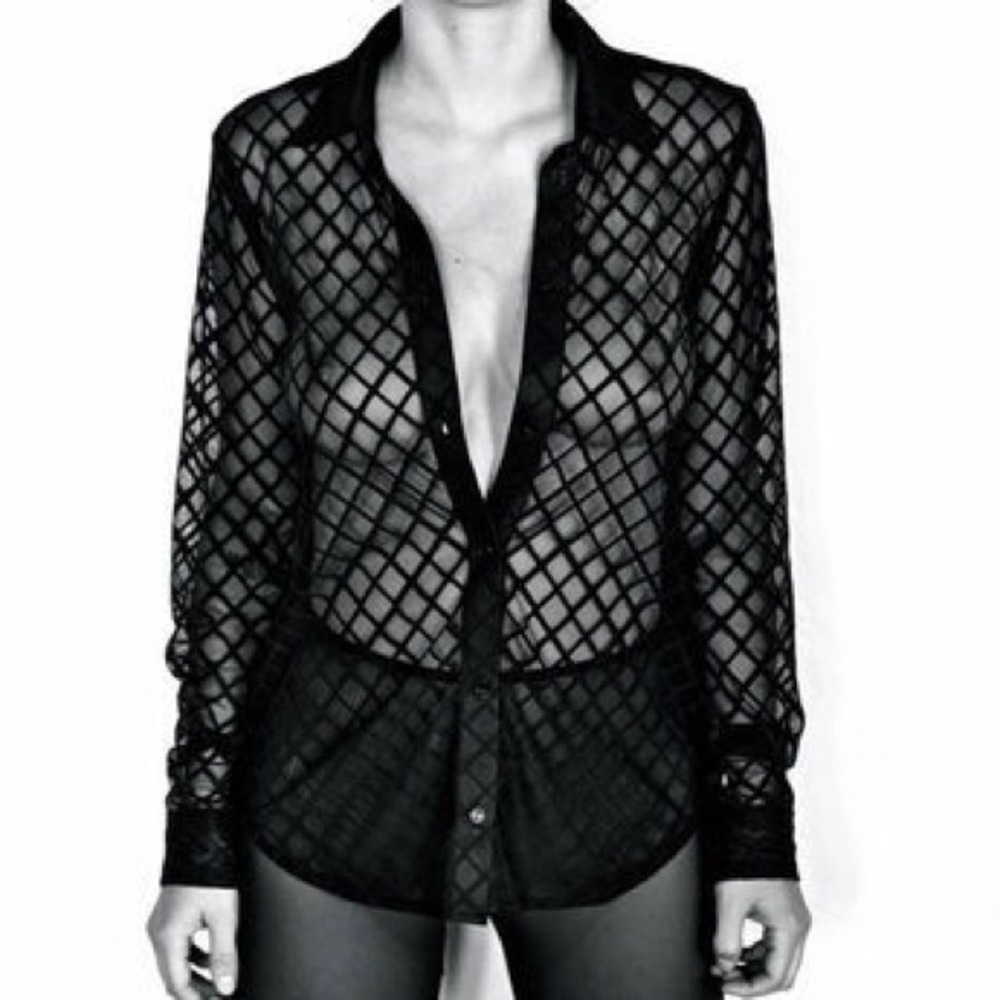 NWT American Apparel grid lace button up shirt