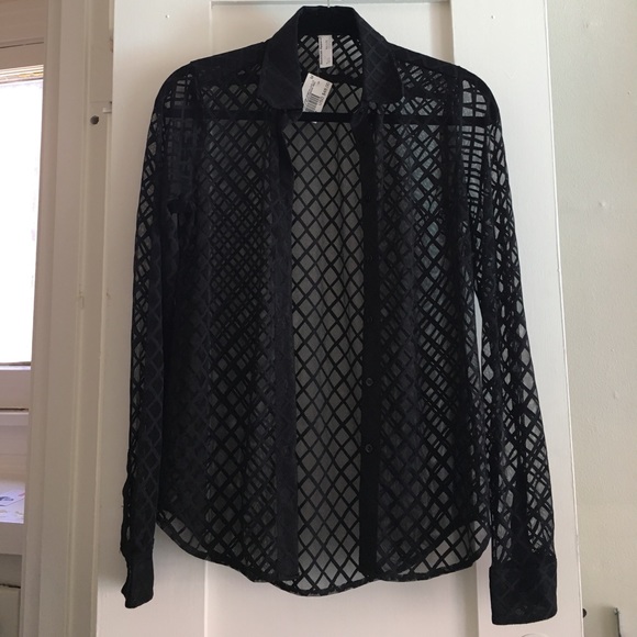NWT American Apparel grid lace button up shirt - Picture 2 of 3