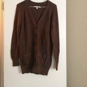 Long Brown Pocketed Cardigan
