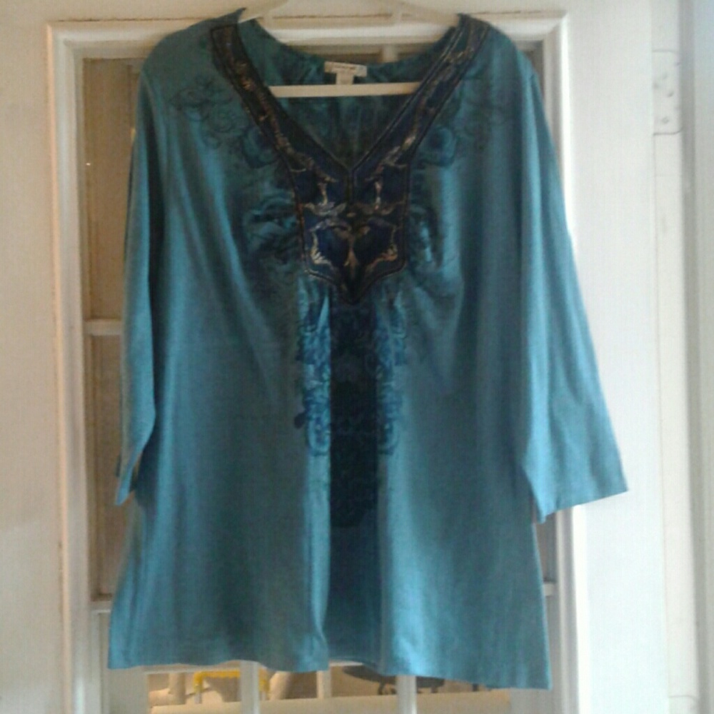 EMBELLISHED   TEAL top
