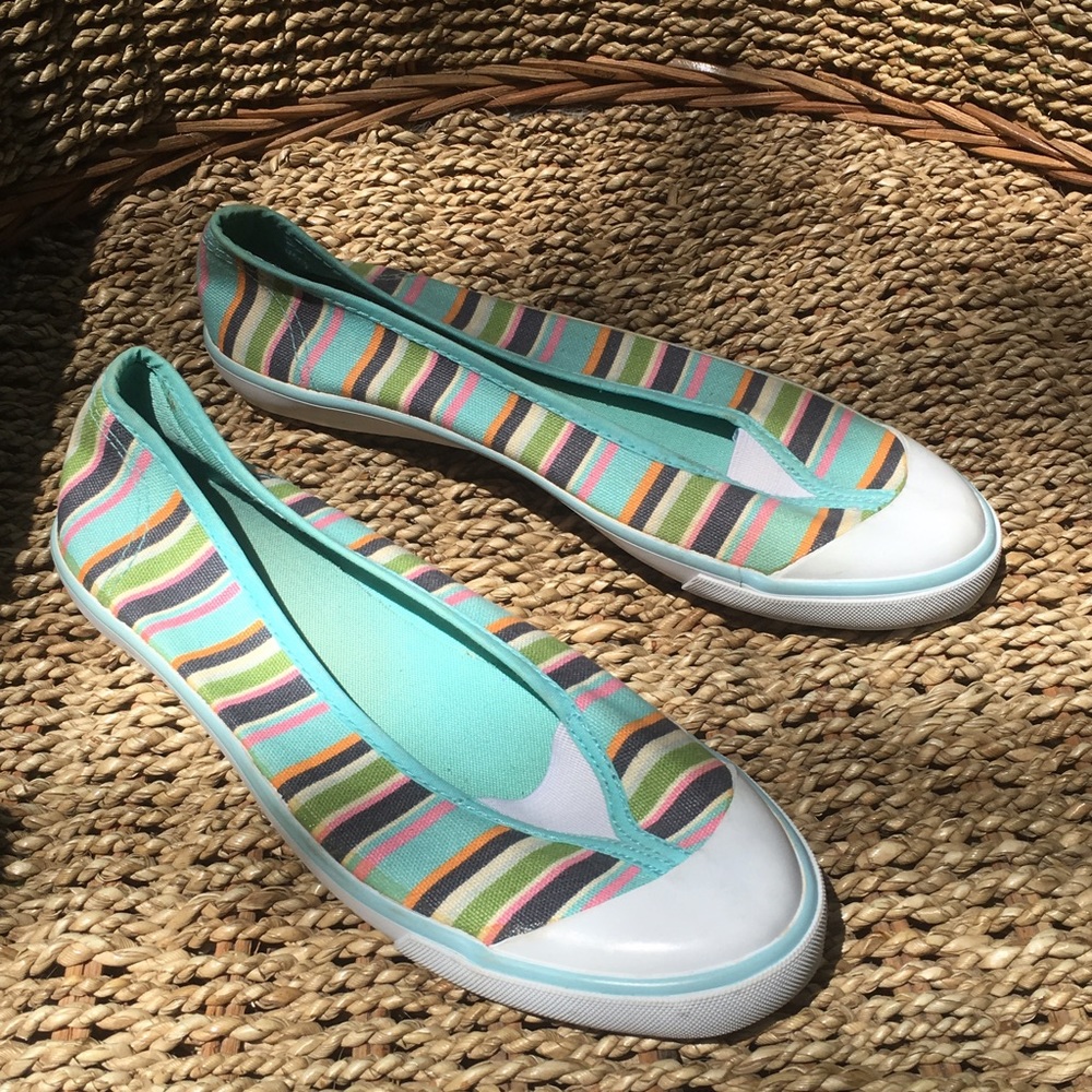 Stripey slip-ons