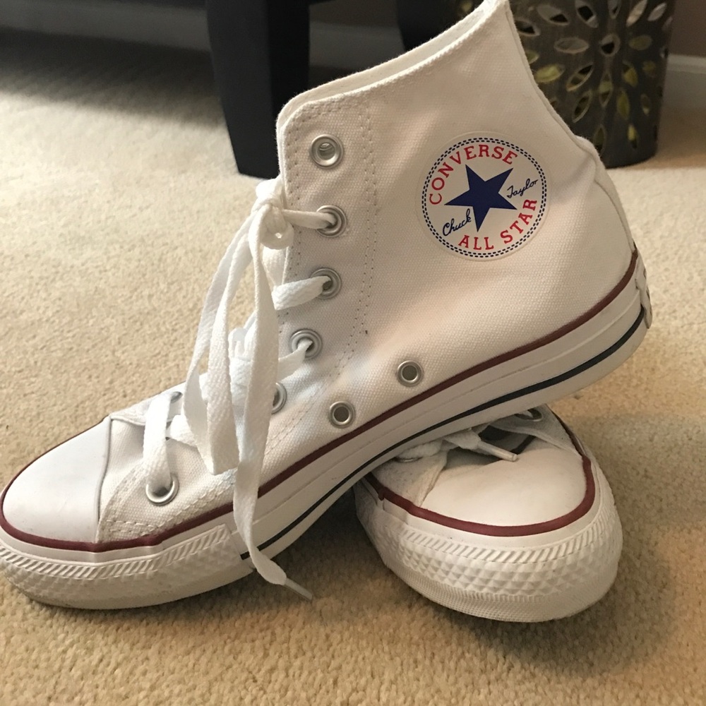 White high-top converse all star