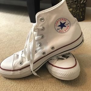White high-top converse all star