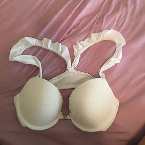 White aerie bikini top with ruffles nwt