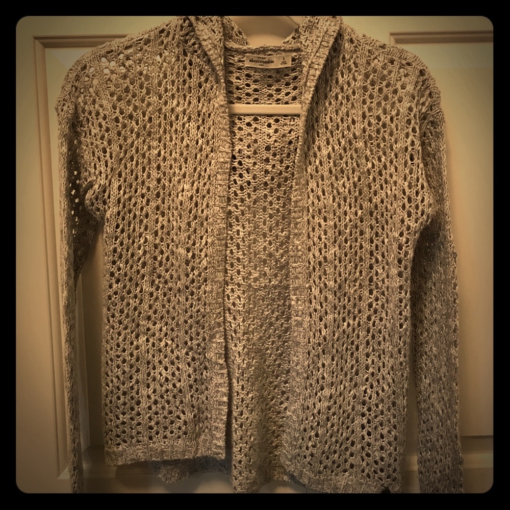 Hooded open stitch cardigan