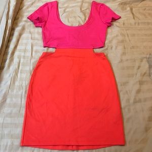 Color block dress with side cut outs