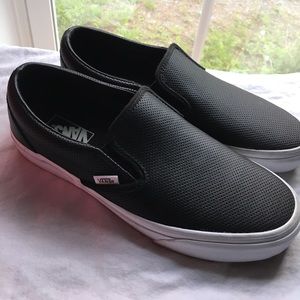 VANS slip on black leather shoes