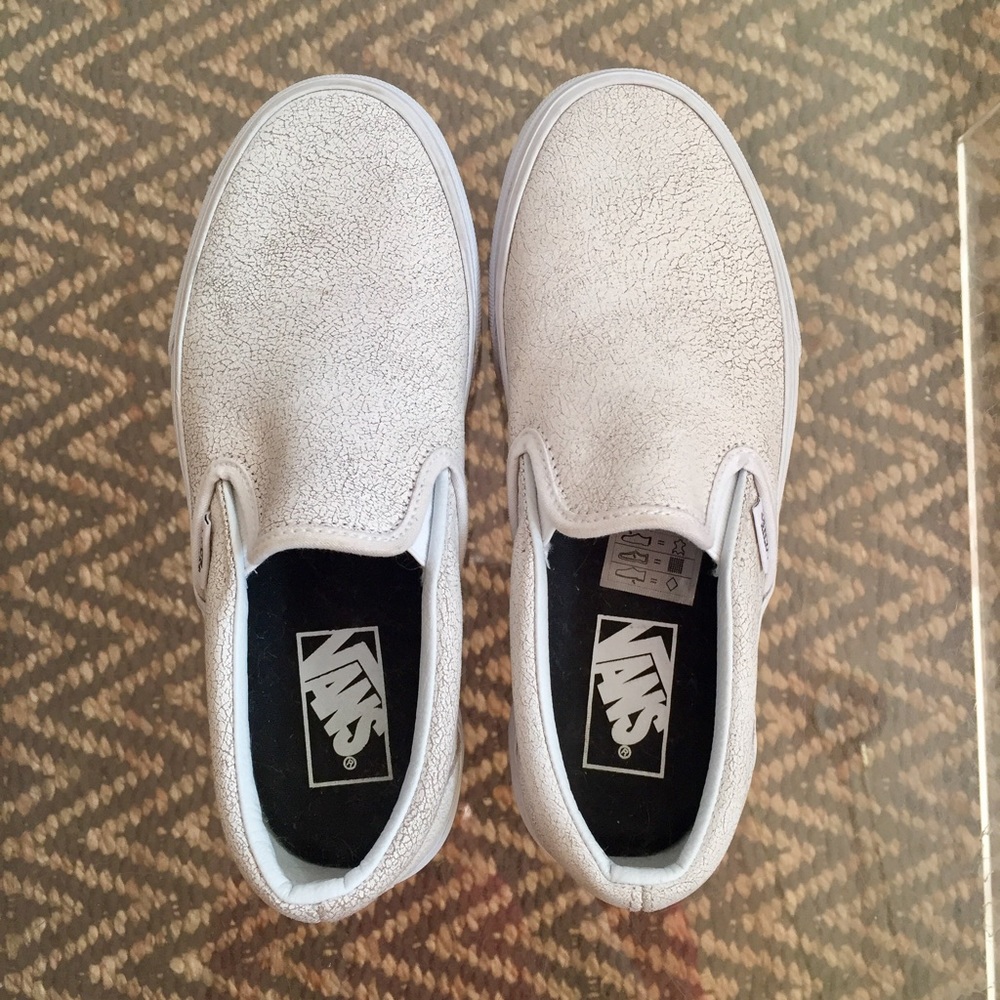 Vans slip on sneakers in crackle leather